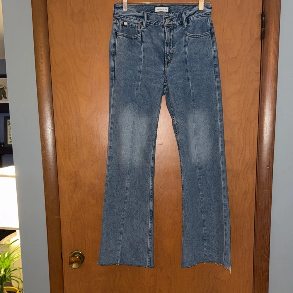 AE 77 Vintage Flare Medium Blue High-Rise Flare Jeans - Picture 1 of 16